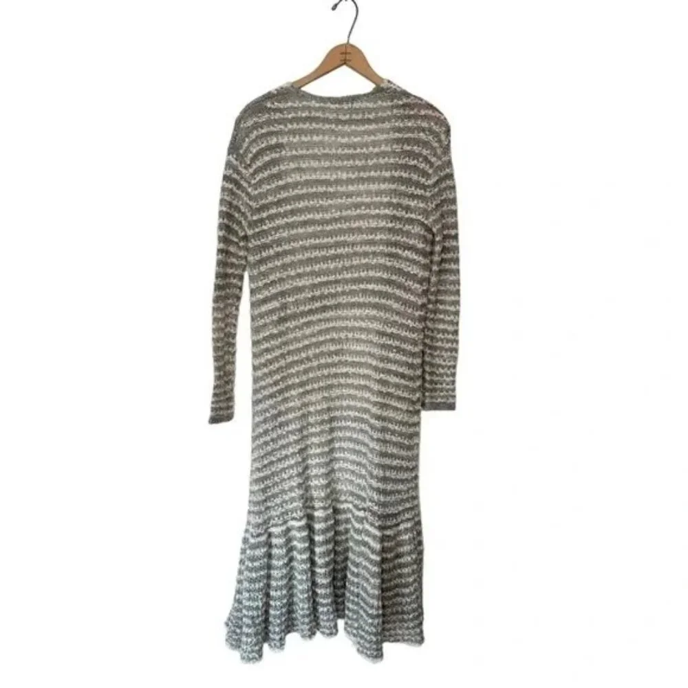 Free People Gray Striped Smile Like You Mean It Open Long Cardigan Duster - Picture 6 of 7